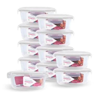 Imagem de Kit 11 Potes de Vidro Redondo com Tampa Hermética 1300ml (Branco)