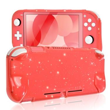 Imagem de DLseego Capa protetora para Nintendo Switch Lite, capa de TPU macio com glitter transparente com absorção de choque e design antiarranhões, capa protetora traseira com glitter de cristal - rosa