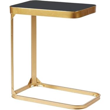 Imagem de Mesa de centro para sala de estar, preta, vidro temperado escandinavo, ferro forjado, quarto, mesa de centro, sofá, mobiliário de escritório, mesa de centro tipo C