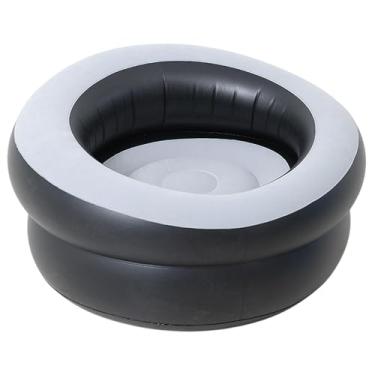 Imagem de YWJLQH Cadeira inflável sofá inflável redondo sofá de ar explodir espreguiçadeira para piqueniques móveis ao ar livre sala de jogos interior, Cinza Preto