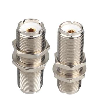 Imagem de Futheda 2 peças SO239 PL259 anteparo UHF fêmea para UHF fêmea adaptador coaxial RF de baixa perda compatível com roteador de rádio amador WiFi amplificador de sinal antena cabo de extensão de