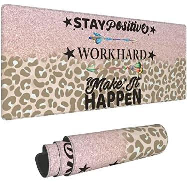 Imagem de elightvap Mouse pad para jogos grande, Stay Positive Work Hard Extended Mouse Pad, tapete de mesa de borracha antiderrapante bordas costuradas, acessórios decorativos de mesa, adequado para casa, escritório 90 cm x 40 cm