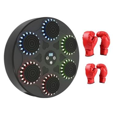 Imagem de YIJU Máquina de boxe musical, almofada de socos para adultos, treinamento de foco, treinador de boxe iluminado, alvo de parede de boxe eletrônico para, Luvas para Pais E