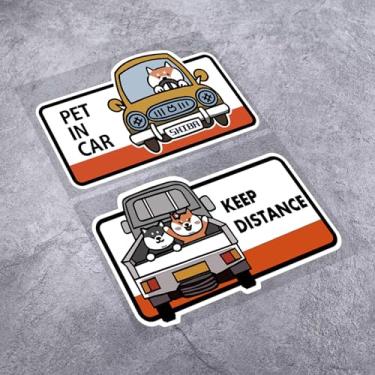 Imagem de DXYMOO Adesivo Husky Shiba Inu Dog PET in Car Styling Vinil Aviso Mantenha Distância Segura Dirigir Decalque para Caminhão Auto Exterior Triângulo Janela 2 Peças