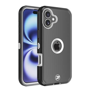 Imagem de Wireless PROTECH Capa compatível com Apple iPhone 16 (tamanho da tela 6,1 polegadas), TPU de camada tripla robusta e capa lisa de policarbonato (preto/branco)