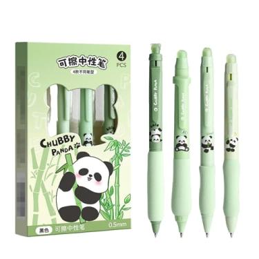 Imagem de Joucien 4 canetas/caixa - caneta neutra de desenho animado de 0,5 mm, caneta neutra apagável com esponja macia - Panda (preto) - 0,5 mm