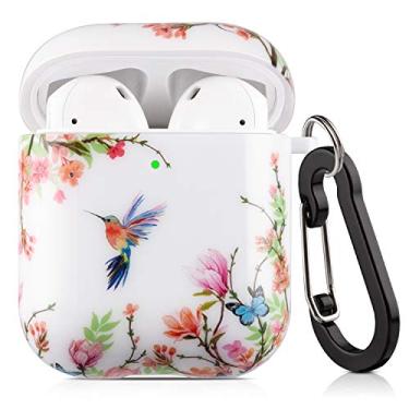 Imagem de Capa protetora Lokigo Airpods compatível com Apple Airpods 2 e 1, kit de capa rígida com chaveiro, um ótimo presente para meninas, mulheres, homens – LED frontal visível (Pássaro diagonal)
