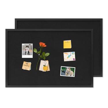 Imagem de DAHAPYBOO Quadro de cortiça com 2 unidades de linho preto, quadro de avisos 76 x 50 cm, quadros de cortiça para escritório, casa, escola, quadro de mensagens ou decoração de quadro de visão.