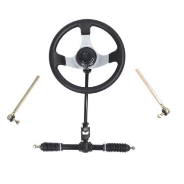 Imagem de Kit de Volante de Aço de 300 Mm - Conjunto de Direção UTV, Kart e Carrinho Ajustável para Veículos 110cc, 125cc, 140cc,
