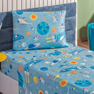 Imagem de Jogo de Cama lençol INFANTIL SOLTEIRO 3 pç estampado (Astronauta)