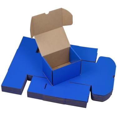 Imagem de HESESOH Pacote de caixas de transporte de 6x4x4 polegadas com 25, caixa de papelão ondulado azul, mailer de literatura para embalar pequenas empresas