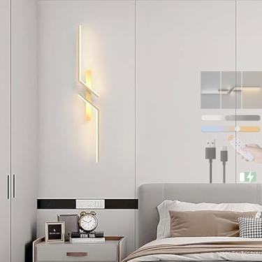 Imagem de GZZBMY Luz de parede com controle remoto LED acrílico lâmpada de parede carregamento USB 5000mAh bateria arandela 3 cores temperatura imagem iluminação de parede alumínio para sala de estar cabeceira