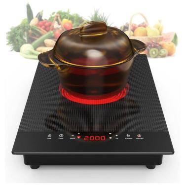 Imagem de Cooktop Elétrico de Indução Portátil com Painel Digital, Queimador Único, 9 Níveis de Potência, Trava para Crianças, Temporizador e