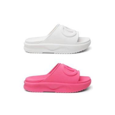 Imagem de Kit 2 Pares Chinelo Feminino Slide Papete Plataforma Confortavel - Rev