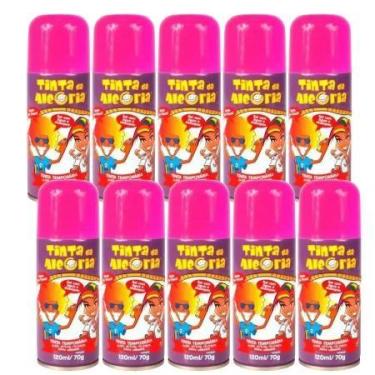 Imagem de Kit 10 Spray Rosa Para Cabelos Lavável Carnaval Festa - Tinta Da Alegr