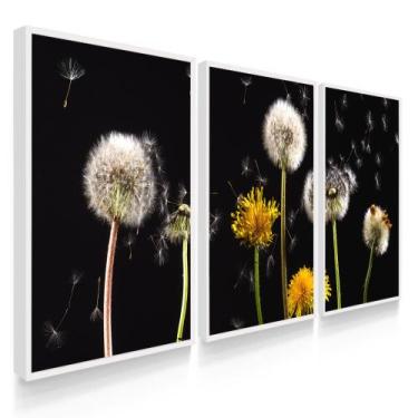 Imagem de Quadro Decorativo Sala Quarto Dente De Leão Mosaico Preto - DECOREIRO,