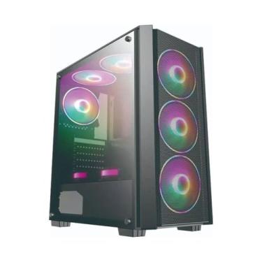 Imagem de Gabinete gamer atx brazilpc preto c/ 4 cooler vidro lateral frente mas