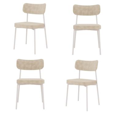 Imagem de Kit com 4 Cadeiras para Sala de Jantar Mona Yescasa Vanilla/Branco