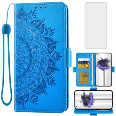 Imagem de Asuwish Capa para celular Nothing Phone 1 One Wallet Cover Protetor de tela de vidro temperado porta-cartão de crédito flip bolsa alça de pulso suporte fólio cordão slot celular acessórios para
