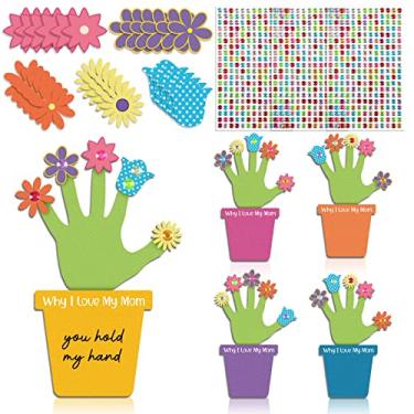 Imagem de Honoson 20 Set Why I Love My Mother Handprint Craft Kit DIY Mother's Day Crafts for Kids Mother's Day Craft Kit DIY Craft Gifts from Kid to Mom for Mother's Day Family Classroom Activities Art Project