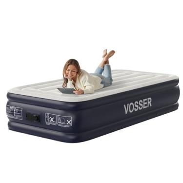 Imagem de VOSSER Colchão De Ar Duplo Com Bomba Embutida Elevada, Colchão Inflável De 18'' Com Vigas Verticais Atualizadas, Colchão Inflável Autoinflável Em 3 Minutos, Colchão De Ar Com Topo Flocado E Bolsa De