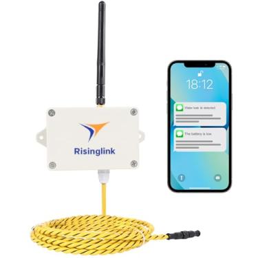 Imagem de Risinglink Detector De Vazamento De Água Inteligente, Detector De Água De Zona, Habilitado Para Wifi Com Cabo De Detecção De 6,5 Pés, Notificações Em Tempo Real Por Texto, E-Mail E Áudio, Alimentado