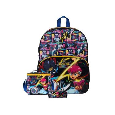 Imagem de Kit Escolar Mazica Mochila Costas + Lancheira + Estojo Anime