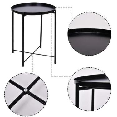 Imagem de Apoio Redondo de Metal para Objetos 47cm Preto - Montar & Plantar