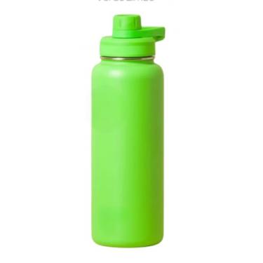 Imagem de Garrafa Térmica de Aço Inox, 950ml, Tampa Rosqueável com Alça, Vacuum (Verde Limão)