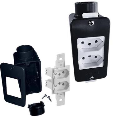 Imagem de Kit Tomada Dupla Branca 20A + Condulete 4/2pol + Placa e Adaptadores 3