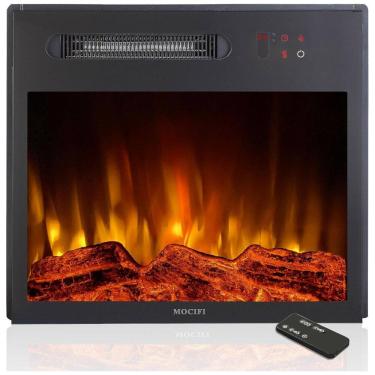 Imagem de Lareira Elétrica MOCIFI F23 17LT de Embutir A51x60L com Controle Remoto e Digital, Chama Ajustável, 110V, 1500W, Preta