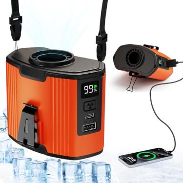 Imagem de Ventilador de cintura portátil recarregável – Ventilador pessoal operado por bateria de 10.000 mAh, clipe de cinto mãos livres e pendurar no pescoço, 10 velocidades, display digital para atividades ao