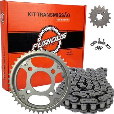 Imagem de Kit Relação  Cg Titan Fan 125 Ate 2008 Com Retentor Aço 1045 - FURIOUS