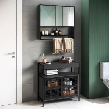 Imagem de Conjunto de Gabinete para Banheiro Industrial Avis 2 PT com Armário Ph