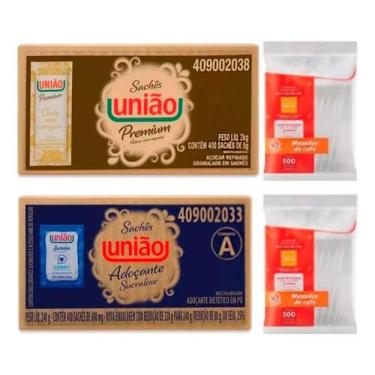 Imagem de Açucar União Sache + Adoçante União Sachê + Mexedor