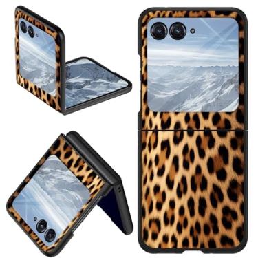 Imagem de DHYYDSQZ Capa protetora para Motorola Moto Razr 2024 para Moto Razr 50 com estampa de leopardo, fina, rígida, antiarranhões, à prova de choque para Moto Razr 2024/Moto Razr 50 5G