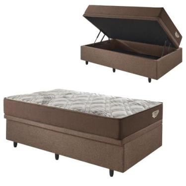 Imagem de Base Box Baú 96x203 Linho Marrom com Colchão Relax Adorabile - B&G