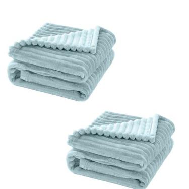 Imagem de Cobertor Manta Bebê Kit 2pçs Bebê Wave Berço Azul - Neném Na Nuvem