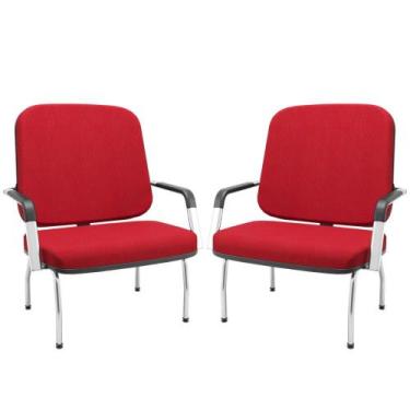 Imagem de Kit 02 Cadeiras de Escritório Recepção com Braço Fixa Cromada Magno P0