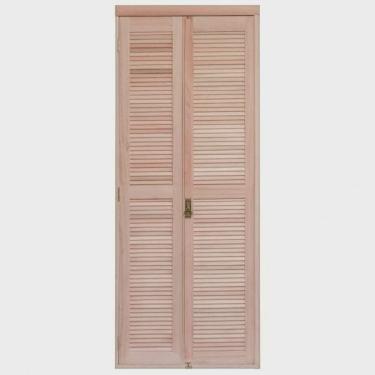 Imagem de Porta de Madeira Camarão 213x84cm com Venezianas e Marco Batente 14cm ewk P37 Rondosul