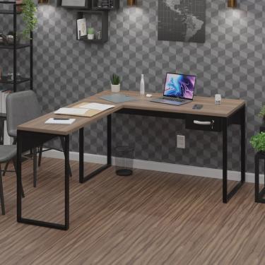 Imagem de Mesa de Canto em L Escrivaninha com 1 Gaveta Industrial 135x150cm