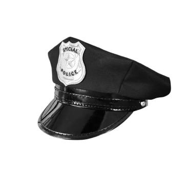 Imagem de Quepe Policial Adulto Preto Fantasia P/Carnaval Abrakadabra