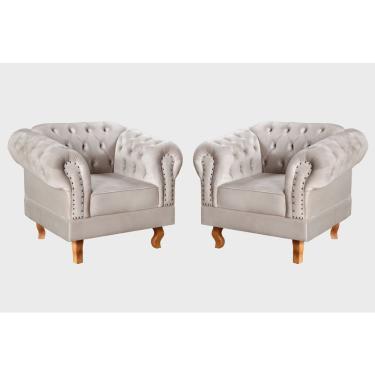 Imagem de Conjunto 2 Poltronas Chesterfield Dom Pedro Decoração Sala Recepção Retrô