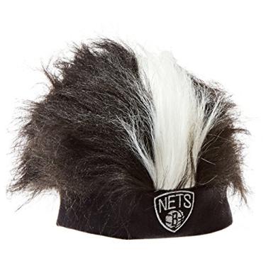 Imagem de Peruca de cabeça felpuda NBA Brooklyn Nets, 26 x 15 cm, preta