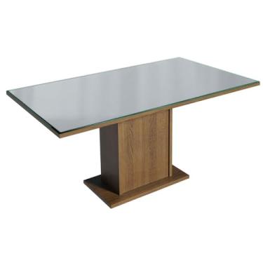 Imagem de Mesa de Jantar Retangular Tampo de Vidro Madesa 5363 - Rustic/cinza
