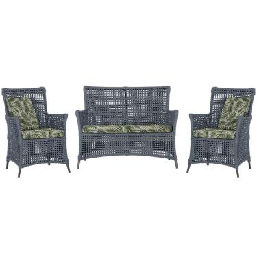 Imagem de Jogo Sofá e 2 Poltronas de Área Igapó Alumínio Pintura Marrom Corda Náutica Estofado 5 Trama