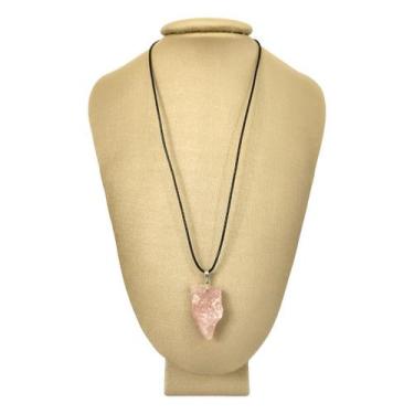 Imagem de Colar Em Couro Grego E Prata Quartzo Rosa Bruto - P. Vecchio - Ponte V