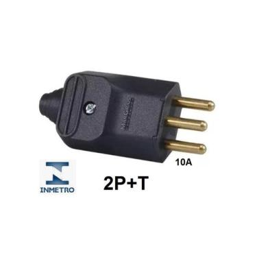 Imagem de Plugue de tomada 10A Reto 3 Pinos (2P+T) Reforçado com Cabo Prensa - P