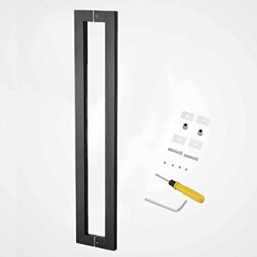 Imagem de Maçaneta de porta de dupla face, puxador de barra para chuveiro, porta de correr de vidro/porta de madeira, alças retangulares modernas para portas de entrada de aço inoxidável (cor: preto, tamanho