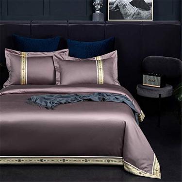 Imagem de FHGDXCADCX Jogo de cama de algodão egípcio 1000 fios, patchwork queen king size capa de colcha 4 peças, fronha, verde, 200 * 230 cm